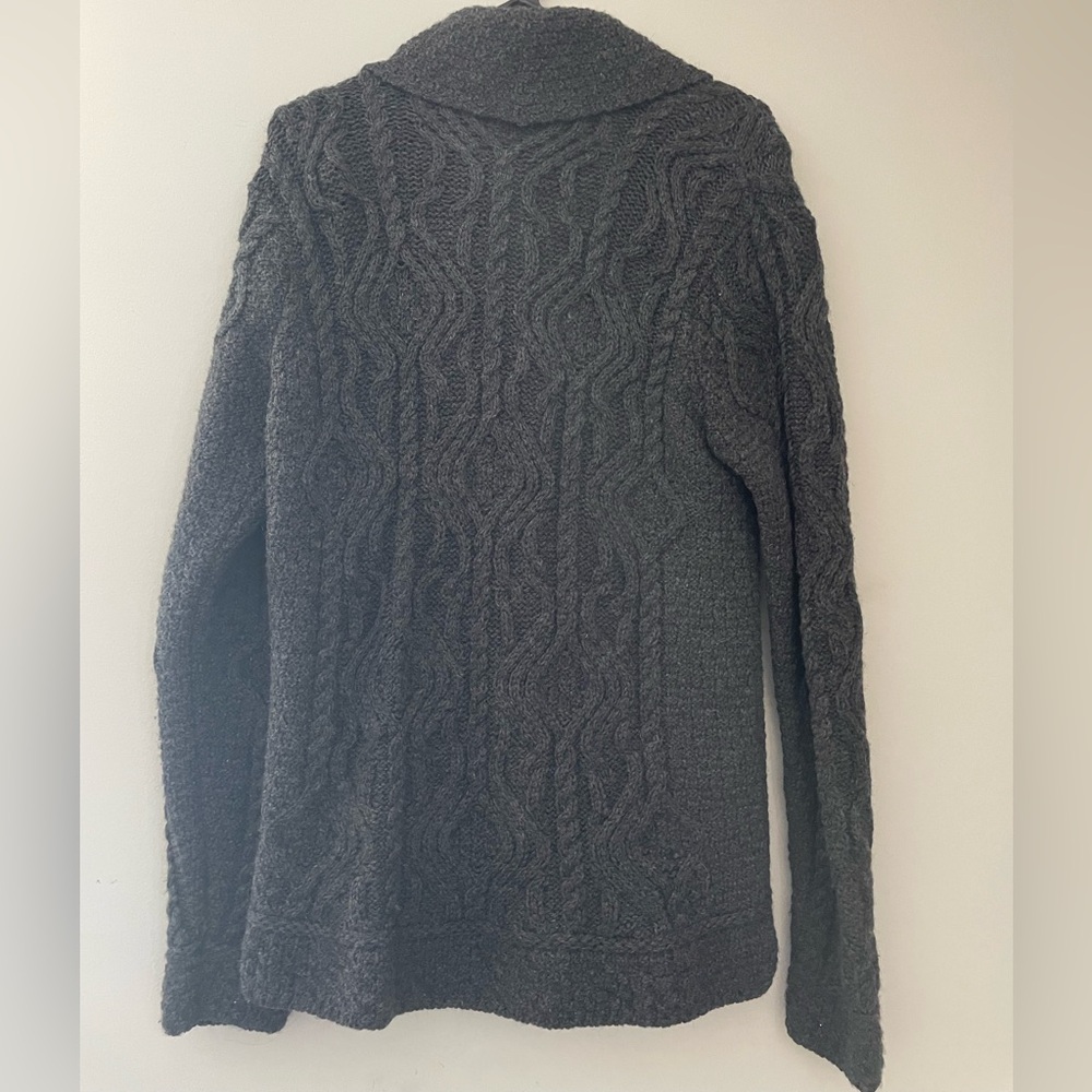 100% Merino Wool Charcoal Cable Knit Cardigan made in Ireland size Med. - Picture 2 of 6